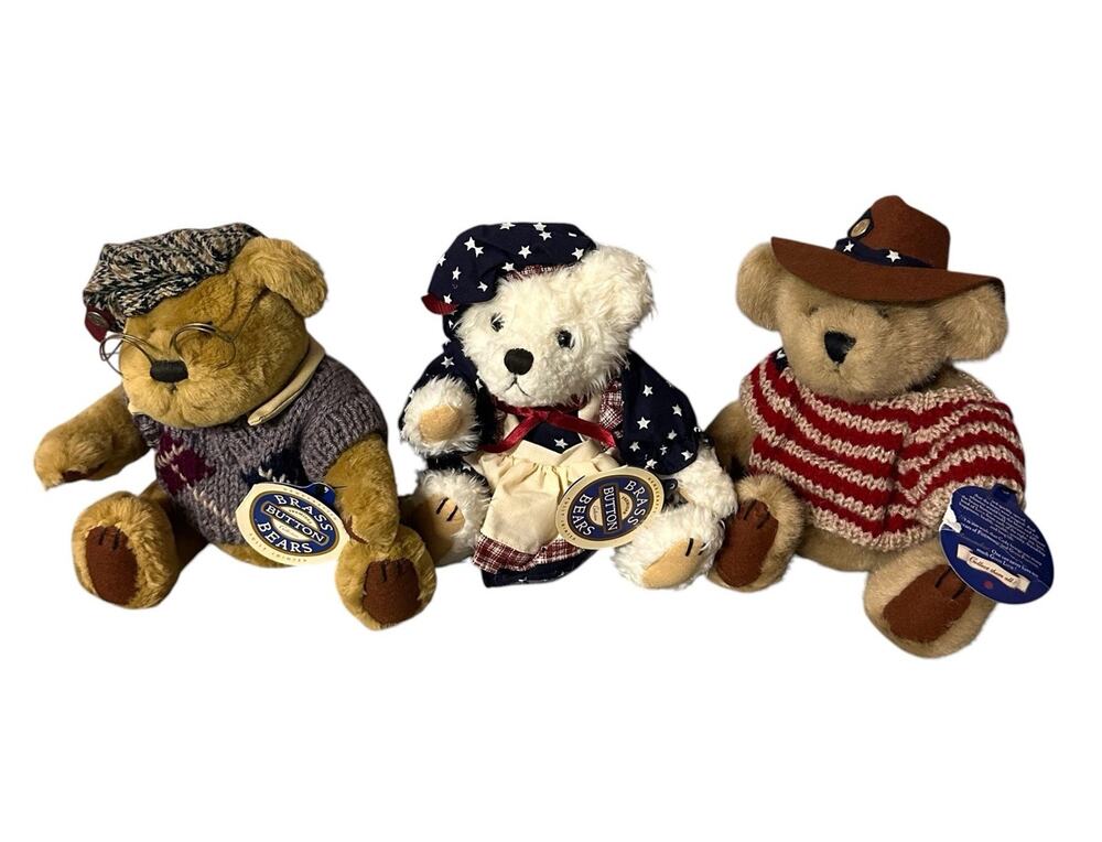 Brass Button Bear Collection Vintage Lot of 3
